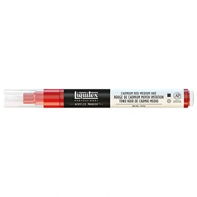 Abbildung von Liquitex 4620151 Professional Paint Marker, Acrylmarker mit hochpigmentierte Acrylfarbe auf Wasserbasis für den Innenbereich &amp; Außenbereich, feine Spitze Kadmiumrot mittel Farbton