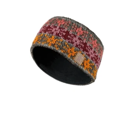 Abbildung von Pachamama Damen Ohrenwärmer aus Wolle, mit Fleece gefüttert, handgestrickt, Sterne, grau, mehrfarbig, Einheitsgröße, handgefertigt, Fair Trade
