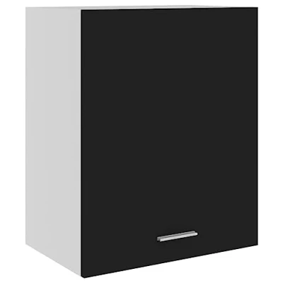 Abbildung von vidaXL Hängeschrank 2 Regalböden Küche Schrank Einbauküche Küchenzeile Küchenmöbel Oberschrank Küchenschrank Schwarz 50x31x60cm Holzwerkstoff