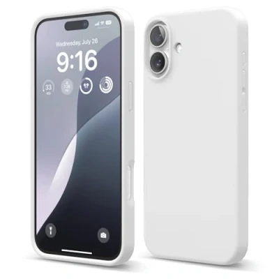 Abbildung von elago Premium Liquid Silikon Hülle Kompatibel mit iPhone 16 Plus Hülle, Ganzkörper Handyhülle, Stoßfest, Schlanke Kratzfester weicher Mikrofaser Innenfutter, 6.7 Zoll (Weiß)