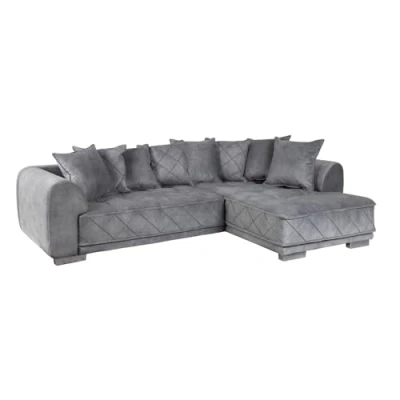 Abbildung von riess ambiente Ecksofa DECADENCIA 320cm silbergrau, Einzelartikel 1 Teile, Wohnzimmer · Samt XXL L Form Couch inkl. Kissen Modern Design