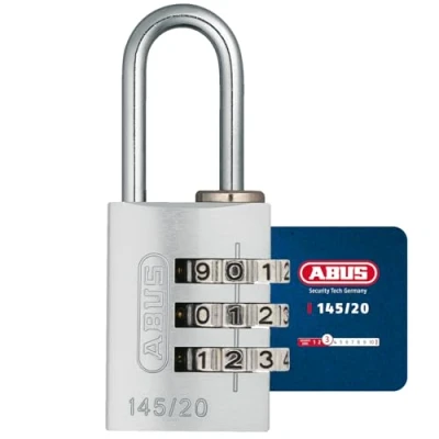 Abbildung von ABUS Zahlenschloss 145/20 Silber Kofferschloss, Spindschloss u. v. m. Aluminium Vorhängeschloss individuell einstellbarer Zahlencode Sicherheitslevel 3