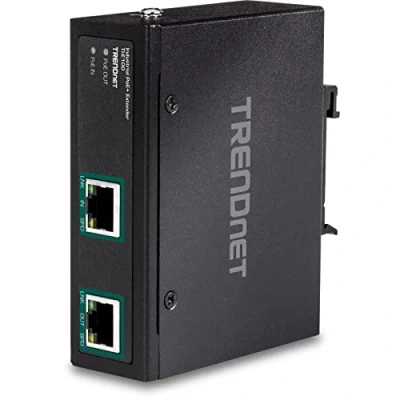 Abbildung von TRENDnet TI E100 Industrial Gigabit PoE+ Extender, Single Port PoE, unterstützt PoE (15,4 W) und (30 W), verlängert 100 m, kaskadiert 2 Einheiten für Entfernungen bis zu 300 m (984 ft), IP30