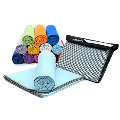 Abbildung von gipfelsport Mikrofaser Handtuch Microfaser Handtücher Set, Strandtuch, Badetuch I groß, schnelltrocknend für Sport, Beach, Reise, Outdoor, Camping leicht, dünn, klein 200x90cm Hellblau