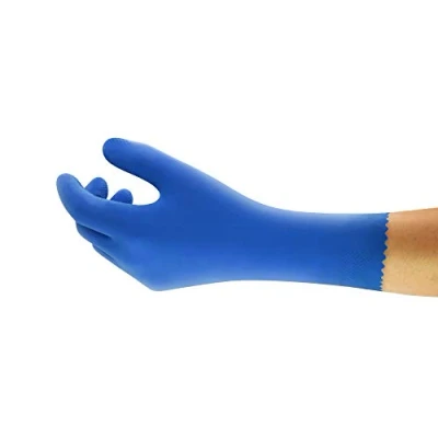 Abbildung von Ansell AlphaTec 87 305 Chemikalienschutz Handschuhe, Mehrzweck Arbeitshandschuhe, Lebensmittelkontakt, Komfort und Geschicklichkeit, Baumwoll Velours Innenausstattung, Größe S (12 Paar)