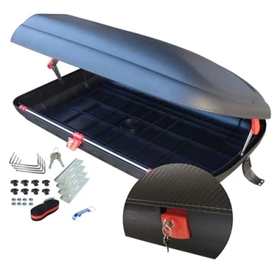 Abbildung von Dachbox Auto VDP BA320 Dachkoffer für 320l Autobox Dach im Carbonlook Roof Box Autodach mit Zentralverriegelung Aerodynamische