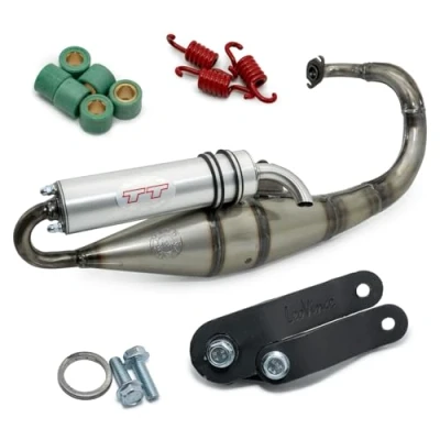 Abbildung von Auspuffanlage LeoVince Komplettanlage HAND MADE TT, Aluminium, mit Zulassung für Peugeot Speedfight 2 50 / X Fight WRC LC