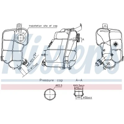 Abbildung von NISSENS 996337 Ausgleichsbehälter 1,2 mit Kappe FORD: MONDEO 4 Turnier, S Max Mk1,