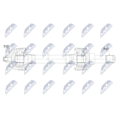 Abbildung von NTY NPW BM 240 Antriebswelle Hinterachse links 712mm Schaltgetriebe, Automatikgetriebe BMW: 5 Limousine, Touring
