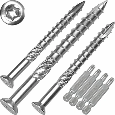 Abbildung von SCREW REBEL Terrassenschrauben 5 x 50 T INOX 2000 Stück Edelstahl gehärtet C1, Torx 25, inkl. 4X Bit