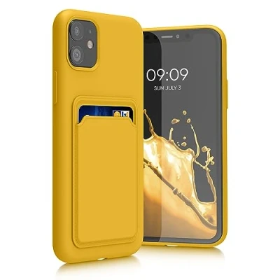 Abbildung von kwmobile Handyhülle kompatibel mit Apple iPhone 11 Hülle Handy Cover Fach für Karten in Strahlend Gelb