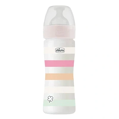 Abbildung von CHICCO BABYFLÄSCHCHEN WELL BEING, 250ML, MITTLERER FLUSS, 2M+ SILIKON, WEISS