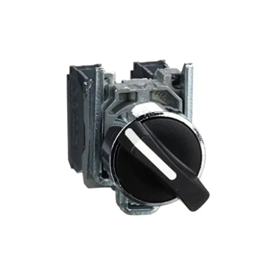 Abbildung von Schneider Electric XB4BD25 Harmony XB4 Wahlschalter, Metall, 2 Positionen, bleibt stehen, Standardgriff, 1NO + 1NC, 22 mm Halterung, Schwarz