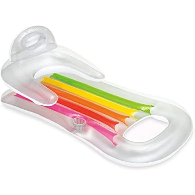 Abbildung von Fireman Sam ? Intex Luftmatratze mit Getränkehalter King Kool LOUNGES Blau ODER Transparent/Weiß/Silber 160 x 85 cm (Transparent)