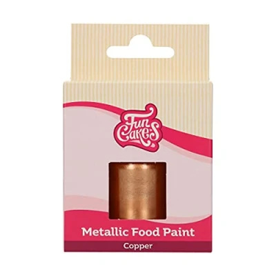 Abbildung von FunCakes Metallic Food Paint Kupfer: Erzeugt metallische Effekte auf Fondant, Marzipan, Royal Icing und Kekse. 100% essbare Lebensmittelfarbe, Halal, geeignet für Vegetarier Veganer. 30 ml.
