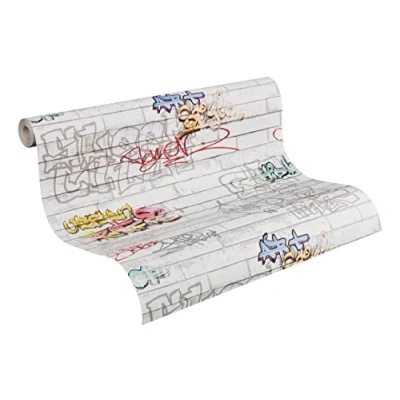 Abbildung von A.S. Création Papiertapete &quot;Boys &amp; Girls 6 mit Graffiti&quot;, gemustert Motiv abstrakt, Tapete Grafitti Tapeten Wohnzimmer Schlafzimmer Küche Design Optik