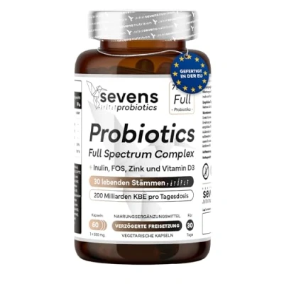 Abbildung von Probiotika Komplex Darmbakterien Kapseln Hochdosiert 200 Milliarden KBE/Tagesdosis 30 Bakterienstämme Mit Lactobacillus &amp; Bifidobakterien Inulin und FOS 60 Sevens