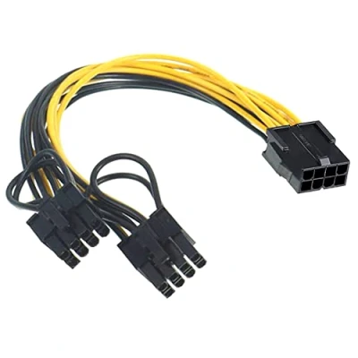 Abbildung von Bolwins P25S Grafikkarten Stromkabel ATX 8 PIN auf 2X (6+2) PCIe Adapterkabel, 20cm Verlängerung für Grafikkarten, Hochwertiges PCI Express Netzteil Kabel, Splitter