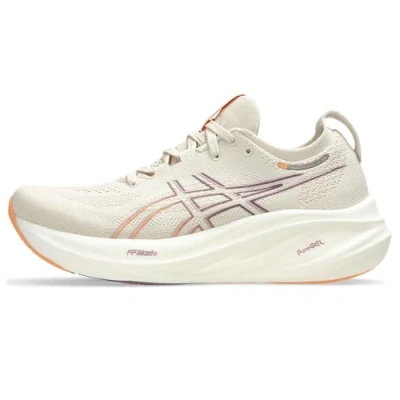 Abbildung von Asics Gelnimbus 26 Laufschuh Neutral, Damen, Größe: 37.5, Oatmeal/faded orange Schuhe