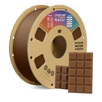 Abbildung von OVERTURE Filament PLA 1.75mm Aufgerüstet, 3D Drucker 1kg Spule (2.2 LBS), Maßgenauigkeit +/ 0.02mm, (Schokolade)