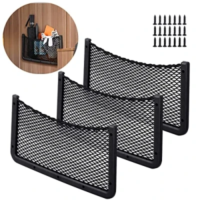 Abbildung von UIHOL Kofferraum Netztasche 3 Stück, Auto Aufbewahrungsnetz Gepäcknetz Tasche 40 * 20CM, Multifuntionales Autositz Ablagenetz, Utensiliennetz für Wohnmobil,Boote,Zuhause (Starke Elastizität Netz)