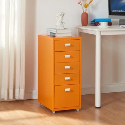 Abbildung von en.casa Rollcontainer, »Kökar« mit 5 Schubladen Bürowagen Orange