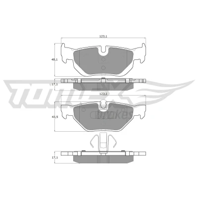Abbildung von TOMEX brakes TX 14 36 Bremsbelagsatz Hinterachse für Verschleißwarnanzeiger vorbereitet BMW: 3 Limousine, Touring, Coupe