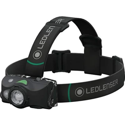 Abbildung von Ledlenser MH8 LED Akku Stirnlampe, extrem helle 600 Lumen, 40 Stunden Laufzeit, wiederaufladbar oder batteriebetrieben, auch als Handlampe verwendbar, schwarz, inkl.