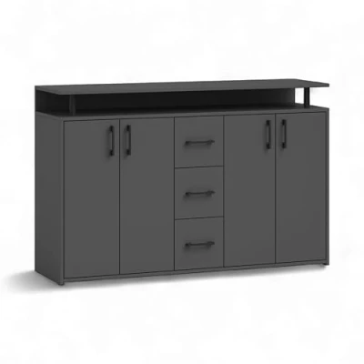 Abbildung von Highboard 4 Türen 3 Schubladen Anthrazit 139 cm DRIFT