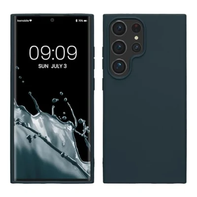 Abbildung von kwmobile Hülle kompatibel mit Samsung Galaxy S24 Ultra TPU Silikon Handyhülle weich schlank Case stoßabsorbierend flexibel kabelloses Laden Dunkler Schiefer