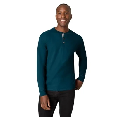 Abbildung von Hanes Herren T Shirts, BeefyT Henley Baumwolle Langarmshirts, L