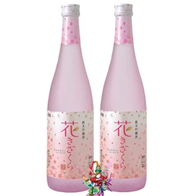 Abbildung von yoaxia ® 2er Pack [ 2x 720ml ] KIZAKURA Sake Junmai Ginjo Hanakizakura aus Japan, alc. 12% vol + ein kleiner Glücksanhänger gratis