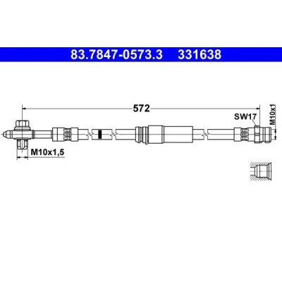 Abbildung von ATE 83.7847 0573.3 Bremsschläuche 572mm M10x1mm VOLKSWAGEN: CADDY 4 Kombi