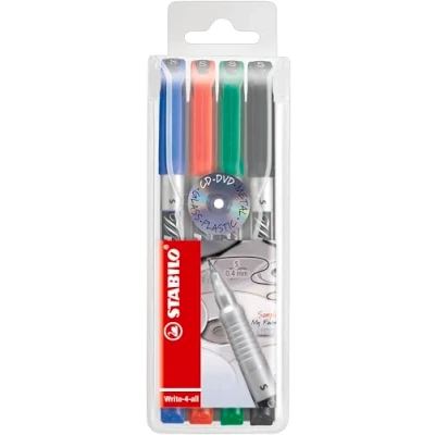 Abbildung von Permanent Marker STABILO Write 4 all superfein 4er Pack blau, rot, grün, schwarz