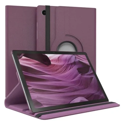 Abbildung von EAZY Case Tablet Hülle für Samsung Galaxy Tab A8 10.5 LTE Schutzhülle Zoll Smart Cover Rotationcase zum Aufstellen Klapphülle 360 drehbar mit Standfunktion Tasche Kunstleder Lila