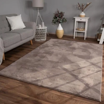 Abbildung von TT Home Teppich &quot;Suave 600&quot;, rechteckig, 14 mm Höhe, Wohnzimmer Hochflor Kunstfell Modern Unifarben Flauschig Weich