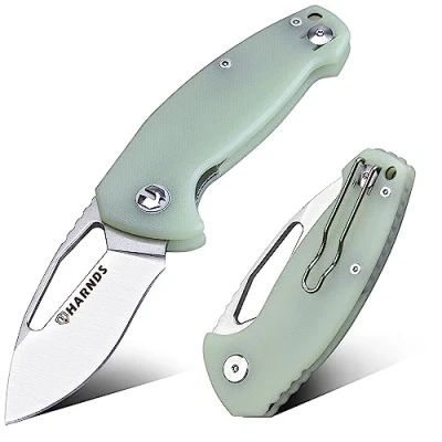 Abbildung von Harnds Seal Outdoor Messer Klappmesser mit Aus 8 Stahlklinge Taschenmesser G10 Griff Pocketclip (Transparentes Cyan)