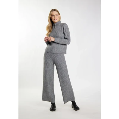 Abbildung von DREIMASTER Vintage Damen Strickpullover L / Grau Melange 69% recyceltes Polyester 23% Polyacryl 6% Wolle 2% Elasthan
