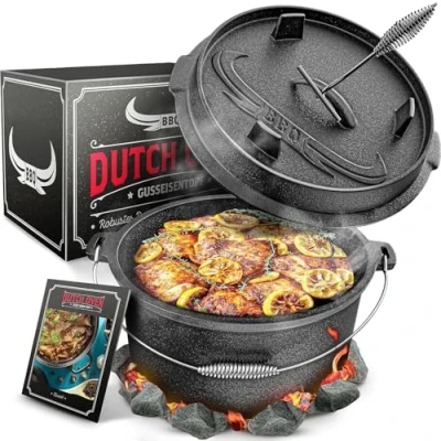 Abbildung von Amandi Feuertopf BBQ Dutch Oven Set aus, Gusseisen, Eingebrannt