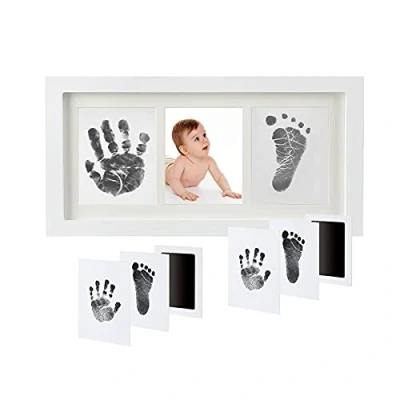 Abbildung von Bilderrahmen für Babys, Fußabdrücke, Hand und ohne Tinte Kinder von 0 bis 12 Monaten