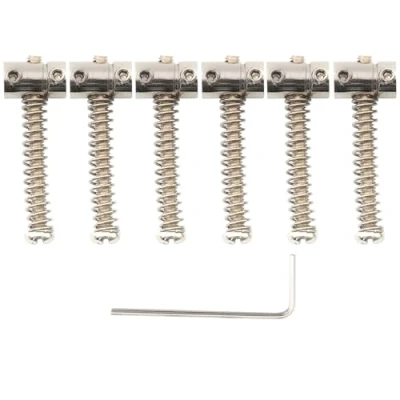 Abbildung von Musiclily Pro 10,8mm Klein Barrel Stahl Telecaster Saitenreiter für Fender Squier Tele Style E Gitarre, Nickel (6er Set)