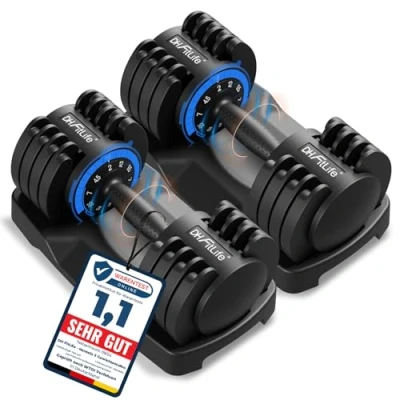 Abbildung von DH FitLife Hantel verstellbare Hanteln, (2 bis 12 KG mit 5 Gewichtsstufen, 2er Set), Kurzhantelset platzsparenden Hantelscheiben für Heimtraining