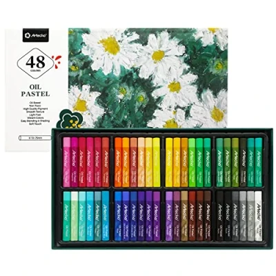 Abbildung von Artecho Ölpastellkreide 48er Set, lichtechte Farben, Sanfte Berührung, Einfaches Mischen und Schattieren, Ideal für Künstler, Hobbymaler, Schule.