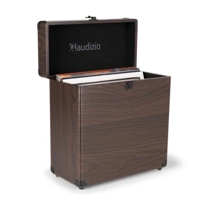 Abbildung von Audizio RC32 Robuster Koffer für Schallplatten Aufbewahrung Design Vinyl Holder Plattenkoffer Zubehör Dunkel Braun