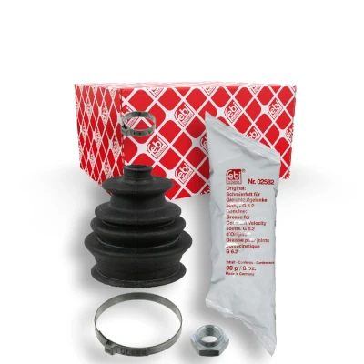 Abbildung von FEBI BILSTEIN 08302 Achsmanschette Vorderachse, radseitig Gummi VOLKSWAGEN: Polo II Schrägheck, Derby I, Coupe, AUDI: