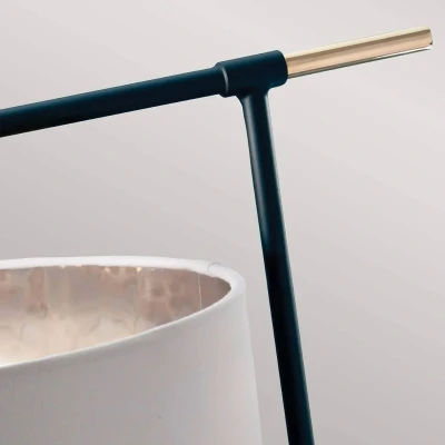Abbildung von Elstead Lighting BALANCE TL BKPN Tischleuchte E27 1x40W Stahl schwarz, Polycotton weiß, Nickel poliert H:65.6cm B:33.5cm dimmbar