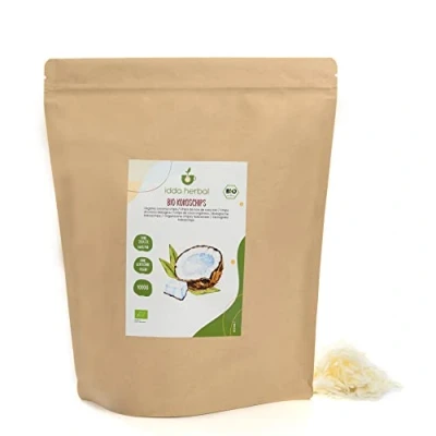 Abbildung von BIO Kokoschips (1kg), Ungesüßt und ungeröstet, Kokos Chips aus biologischem Anbau, 100% Natürlich rein, Verzehrfertiger Snack, Vegan