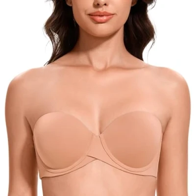 Abbildung von MELENECA Damen Push Up Trägerlos BH Bügel mit geformte Cups Cappuccino 75B
