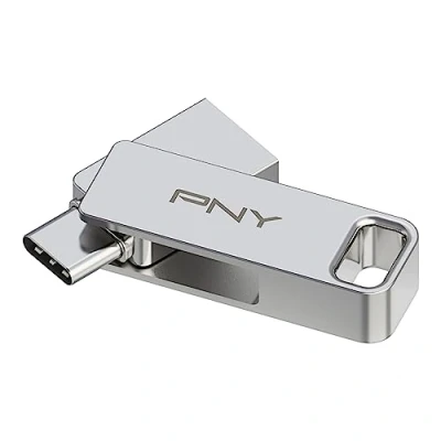 Abbildung von PNY 128GB Duo LINK USB 3.2 Typ C Dual Flash Drive für Android Geräte und Computer Externer mobiler Speicher Fotos, Videos mehr 200MB/s