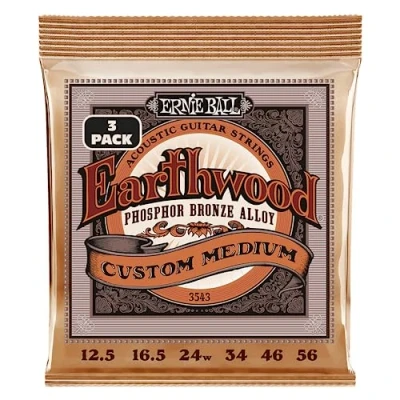 Abbildung von Ernie Ball Earthwood Custom Medium Akustik Gitarrensaiten, Phosphor Bronze, 3er Pack, Stärke 12.556